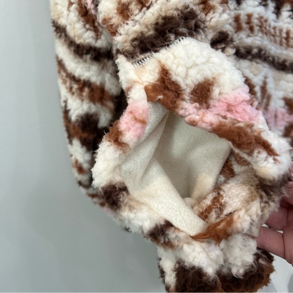 Aerie Hometown Holiday Sweatshirt Quarter Zip Sherpa Pullover Fair Isle Size M - Picture 3 of 10
